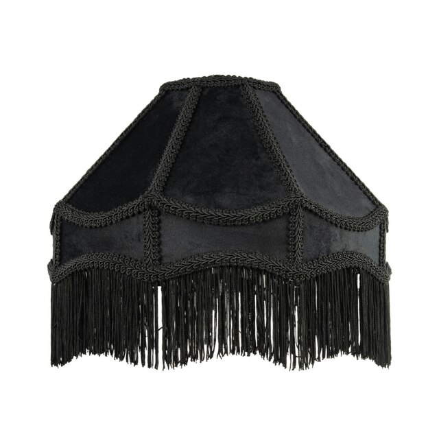 Rackhams Traditional Victorian Empire Lamp Shade in Jet Black Velvet with Long Tassels - image 1