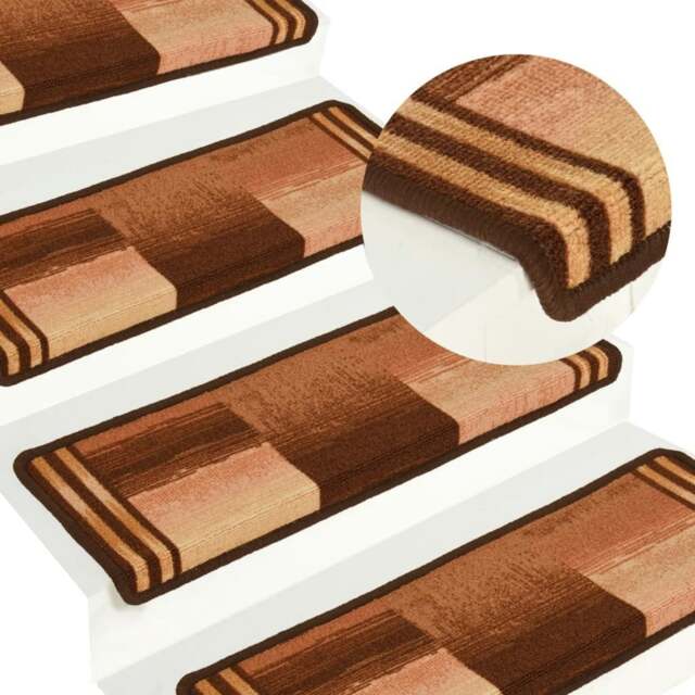 Rackhams Stair Mats Self-adhesive 5 pcs 65x21x4 cm Brown - image 1