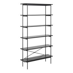 Rackhams Angus Bookcase with 5 Shelves in Black - 1 - Black - Wood - thumbnail 1