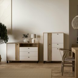 Rackhams Grafton 1 Door 3 Drawer Chest In Cream and Oak - Cream & Oak - Matt - Melamine - thumbnail 5