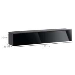 Rackhams Elkaro High Gloss Grey And Black Floating TV Cabinet With Cupboards For Screens Up To 70 Inches - thumbnail 4
