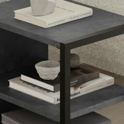 Rackhams Modern Echo 3-Tier Sofa End Table, Single Small Side Table, Bedside Table with Metal Frame 30(W)x42(D)cm - Oak - thumbnail 4
