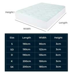 Rackhams Bamboo Memory Foam Mattress Topper 3cm Double Super King Single Fitted Skirt - King/150x200cm - thumbnail 4