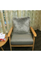 Rackhams 45*45cm Fluffy Faux Wool Grey Cushion Cover - Grey - thumbnail 5