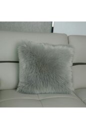 Rackhams 45*45cm Fluffy Faux Wool Grey Cushion Cover - Grey - thumbnail 6