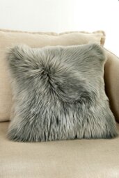 Rackhams 45*45cm Fluffy Faux Wool Grey Cushion Cover - Grey