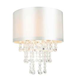 Rackhams Modern Grey Satin Fabric Pendant Light Shade with Transparent Acrylic Droplets - thumbnail 3
