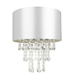 Rackhams Modern Grey Satin Fabric Pendant Light Shade with Transparent Acrylic Droplets
