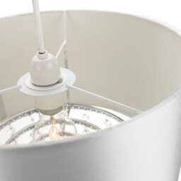 Rackhams Modern Grey Satin Fabric Pendant Light Shade with Transparent Acrylic Droplets - thumbnail 2