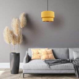 Rackhams Modern Mustard Ochre Cotton Double Tier Ceiling Shade with Shiny Golden Inner - thumbnail 6