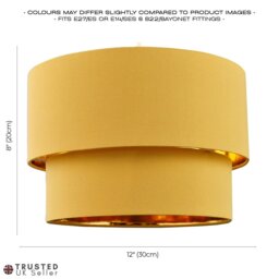 Rackhams Modern Mustard Ochre Cotton Double Tier Ceiling Shade with Shiny Golden Inner - thumbnail 5