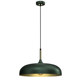 Rackhams Lincoln Green 45CM Pendant Lamp Stylish Hand Made Scandi Style Lamp With A Golden Finish To The Shade Interior 1XE27 - thumbnail 3