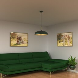 Rackhams Lincoln Green 45CM Pendant Lamp Stylish Hand Made Scandi Style Lamp With A Golden Finish To The Shade Interior 1XE27 - thumbnail 2