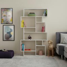 Rackhams Karmato Modern Bookcase Display Unit with 10 Compartments 168.5cm Tall - Mocha Grey - thumbnail 5