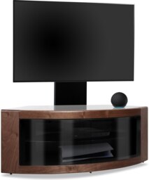 "Rackhams PANGEA Black/Walnut Beam-Thru Curved True-Corner 32""-50"" TV Cabinet with Mounting Arm" - thumbnail 3