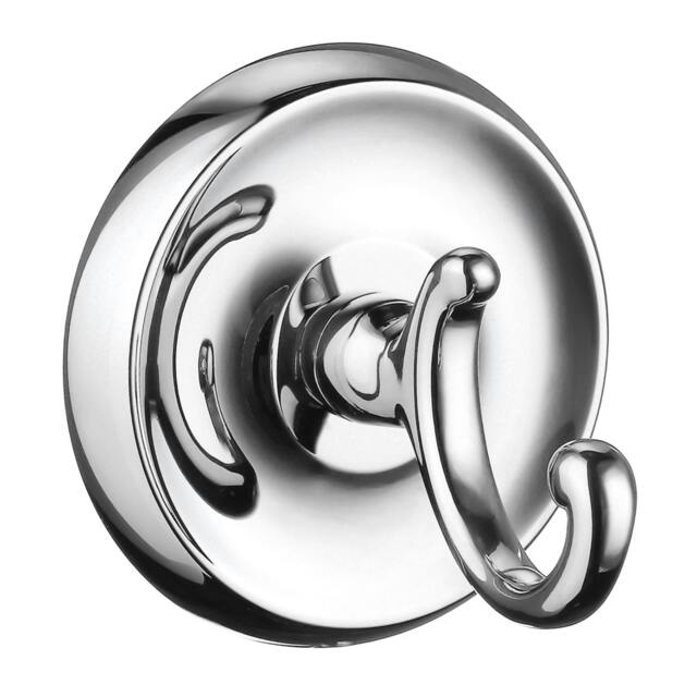 Rackhams Single Polished Chrome Towel Hook (70mm) Wall Mounted Bathroom Storage Square Robe Hooks Clothes Hanger Coat Peg