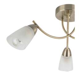 Rackhams Hallie Bathroom 3 Light Glass Ceiling Light - Antique Brass - thumbnail 6