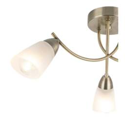 Rackhams Hallie Bathroom 3 Light Glass Ceiling Light - Antique Brass - thumbnail 5