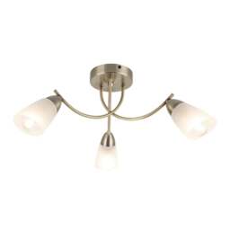 Rackhams Hallie Bathroom 3 Light Glass Ceiling Light - Antique Brass - thumbnail 3