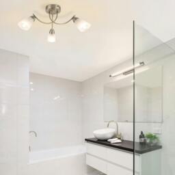 Rackhams Hallie Bathroom 3 Light Glass Ceiling Light - Antique Brass - thumbnail 2
