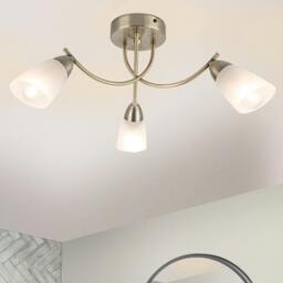 Rackhams Hallie Bathroom 3 Light Glass Ceiling Light - Antique Brass - thumbnail 1