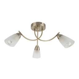 Rackhams Hallie Bathroom 3 Light Glass Ceiling Light - Antique Brass - thumbnail 4