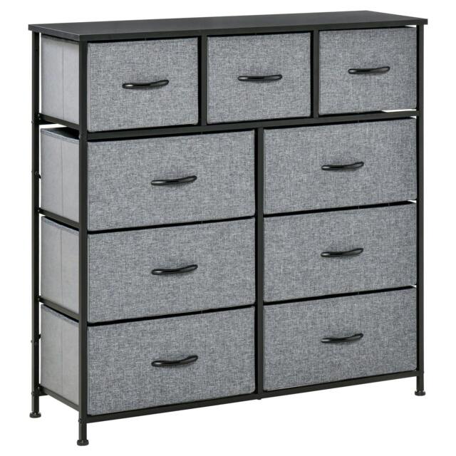 Rackhams Nine Drawer Fabric Dresser - Grey - image 1