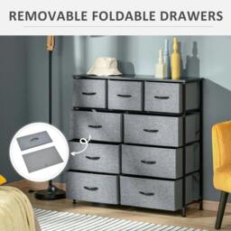 Rackhams Nine Drawer Fabric Dresser - Grey - thumbnail 6