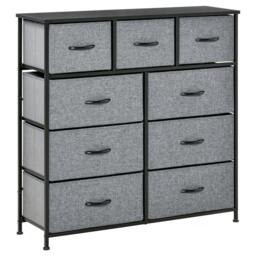 Rackhams Nine Drawer Fabric Dresser - Grey - thumbnail 1
