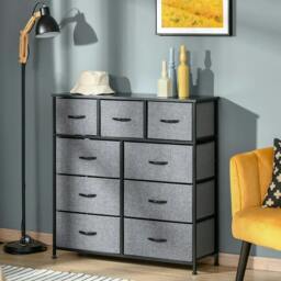 Rackhams Nine Drawer Fabric Dresser - Grey - thumbnail 2