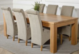 Rackhams Dakota Extra Large Oak Dining Table with Montana Fabric Chairs - 6 chairs - Black - thumbnail 3