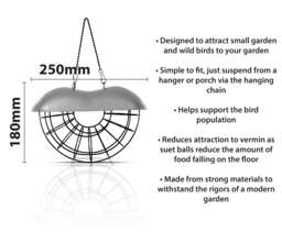 Rackhams Wood Metal Suet Bird Feeder With Hanging Chain - thumbnail 2