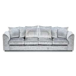 Rackhams Crystal Crushed Velvet Long Fabric 4 Seater Sofa Scatter back - Mink - thumbnail 3