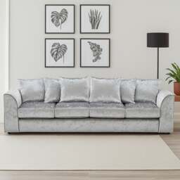 Rackhams Crystal Crushed Velvet Long Fabric 4 Seater Sofa Scatter back - Mink - thumbnail 2