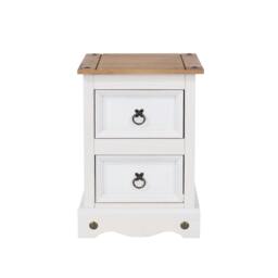 Rackhams Corona 2-Drawer Petite Bedside Cabinet - white wax