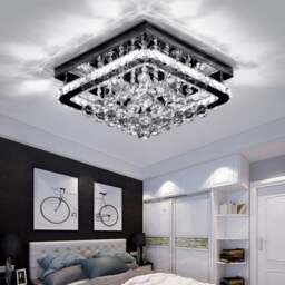 Rackhams 40cm W Chrome Finished Square LED Ceiling Light - White Glow - Non-dimmable