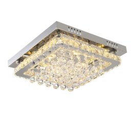 Rackhams 40cm W Chrome Finished Square LED Ceiling Light - White Glow - Non-dimmable - thumbnail 5