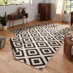 Rackhams Malta Reversible Indoor-Outdoor Black Rug - 160X230 cm - thumbnail 4