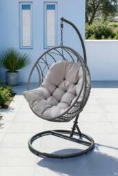 Rackhams 80cm W x 108cm H Light Grey Hanging Egg Swing Chair Cushion - thumbnail 2