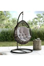 Rackhams 80cm W x 108cm H Light Grey Hanging Egg Swing Chair Cushion - thumbnail 6