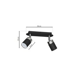 Rackhams Joker Hand Made Ceiling Lamp In Matt Black With Striking Chrome Detail Featuring 2 Minmalistic Slender Cylinder Shades - thumbnail 6