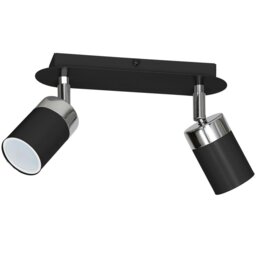 Rackhams Joker Hand Made Ceiling Lamp In Matt Black With Striking Chrome Detail Featuring 2 Minmalistic Slender Cylinder Shades - thumbnail 4