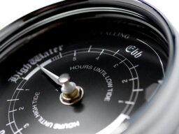 Rackhams Handmade Prestige Tide Clock in Chrome With A Jet Black Dial created with a mirrored backdrop - thumbnail 5