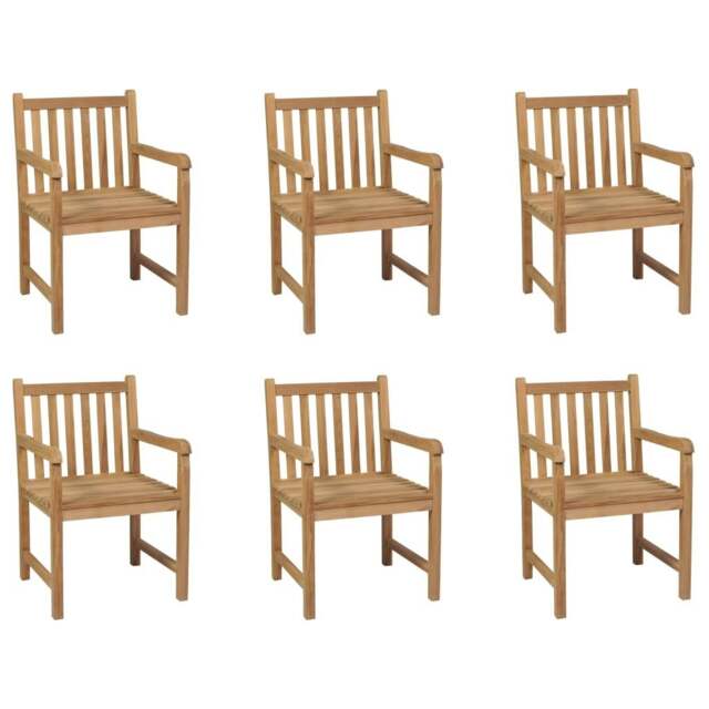 Rackhams Outdoor Chairs 6 pcs Solid Teak Wood