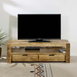 Rackhams Valor Mango Wooden TV Stand With 2 Drawers - 130 cm - 40 cm - Wood