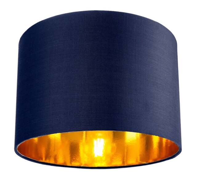 "Rackhams Contemporary Blue Cotton 10"" Table/Pendant Lamp Shade with Shiny Copper Inner" - image 1