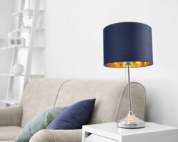 "Rackhams Contemporary Blue Cotton 10"" Table/Pendant Lamp Shade with Shiny Copper Inner" - thumbnail 5