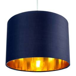 "Rackhams Contemporary Blue Cotton 10"" Table/Pendant Lamp Shade with Shiny Copper Inner" - thumbnail 6