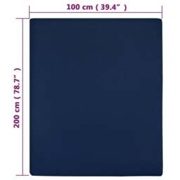 Rackhams Jersey Fitted Sheets 2 pcs Navy Blue 100x200 cm Cotton - thumbnail 4