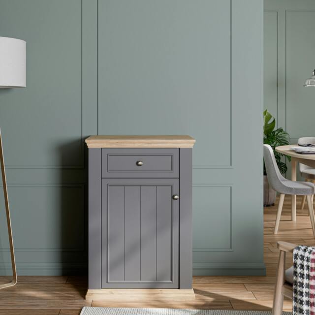 Rackhams Pontypool Shoe Cabinet with Drawer in Grey and Mauvella Oak - Matt - Standard - Grey & Mauvella Oak - image 1